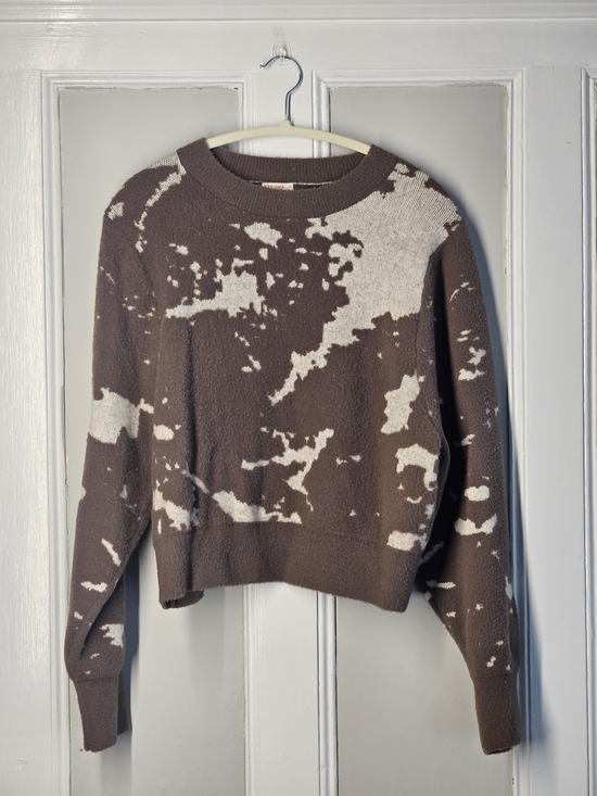 Kerisma Sweaters - Kerisma Brown & Cream Abstract Crewneck Sweater Sz M/L Angora Blend